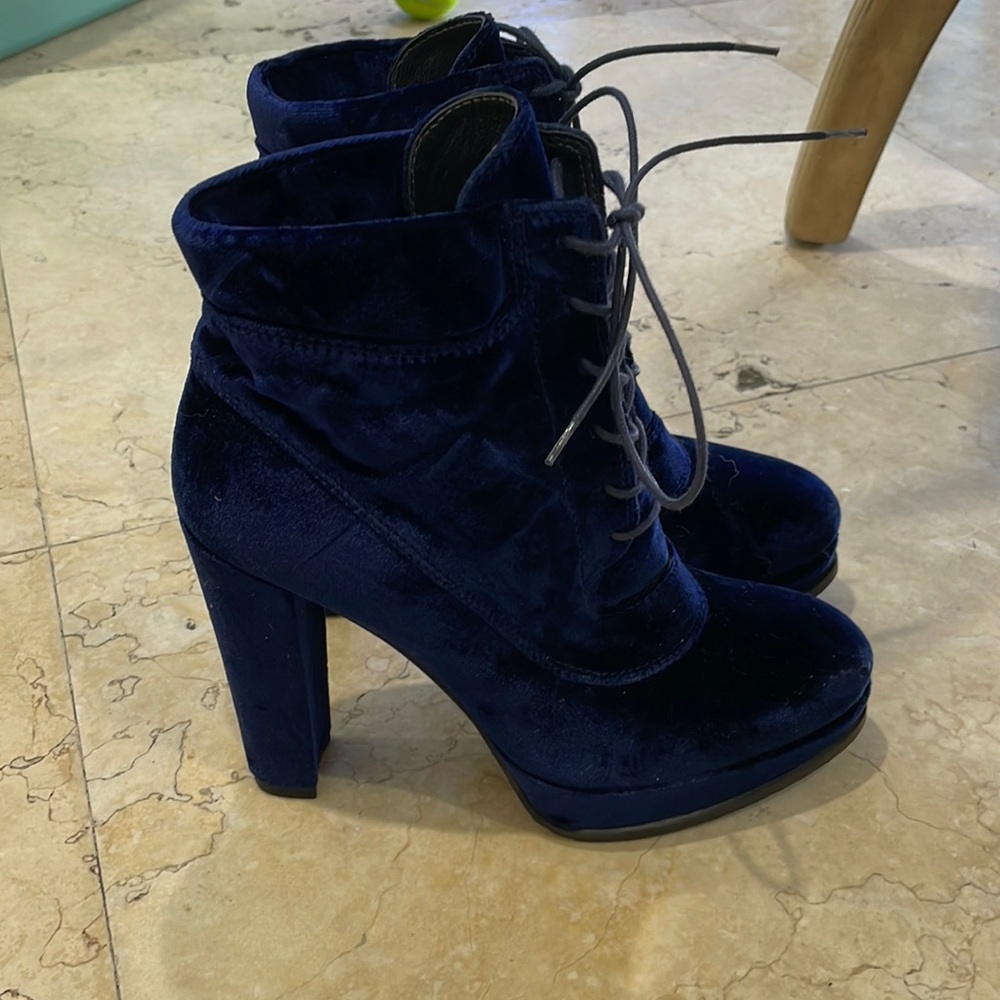 Stuart Weitzman Blue Velvet Boots